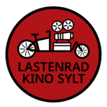 Logo mit Lastenrad und Filmprojektor, Text „Lastenrad Kino Sylt“.