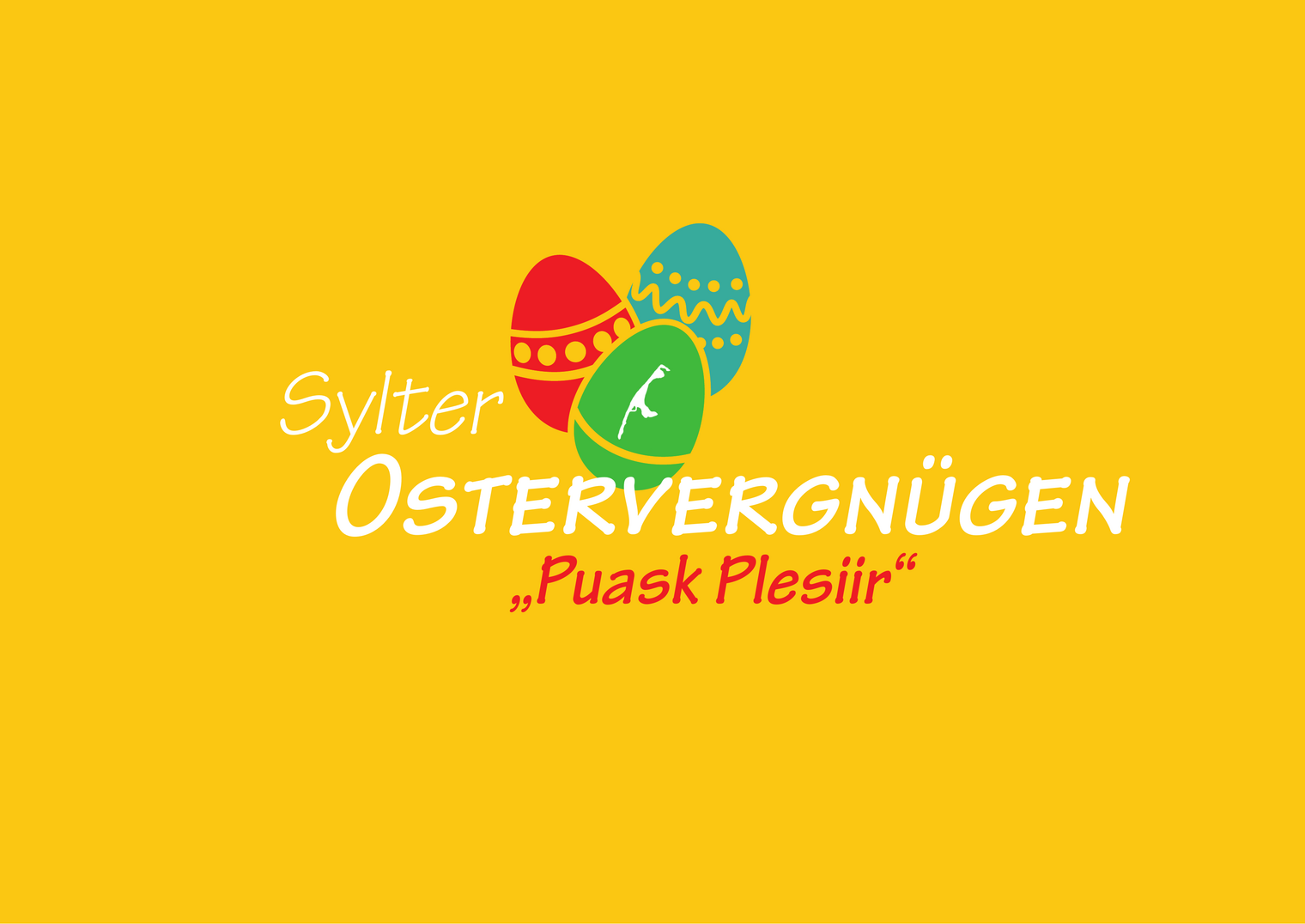 Logo mit bunten Ostereiern und Text „Sylter Ostervergnügen – Puask Plesiir“
