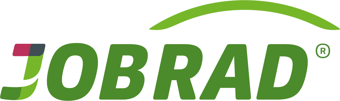 Grünes Logo von JobRad mit einem stilisierten Fahrradbogen darüber.