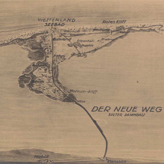 Der neue Weg - Karte zum Bau des Syltdamms