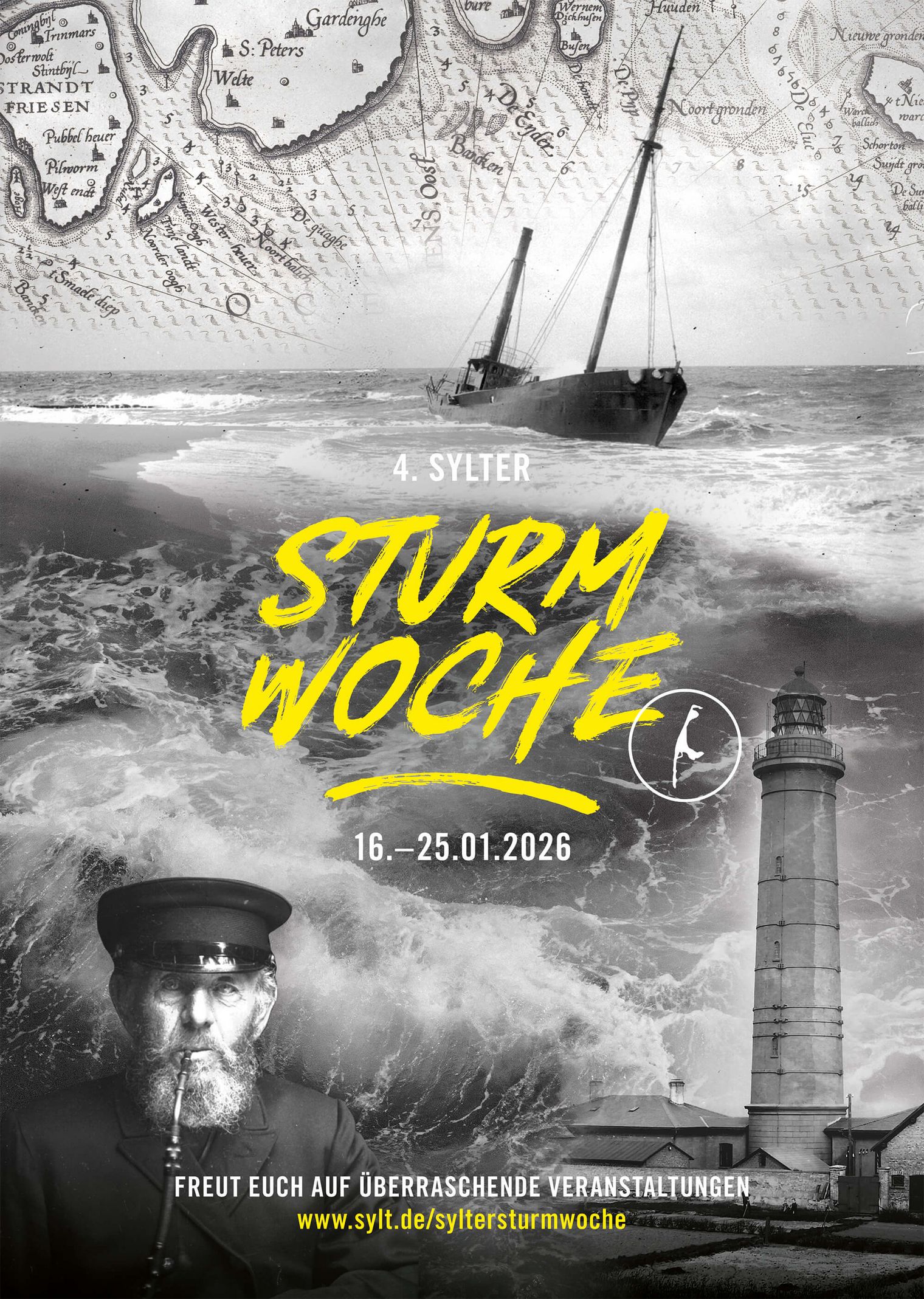 Plakat der Sylter Sturmwoche mit dem Datum 16. bis 25. Januar 2026