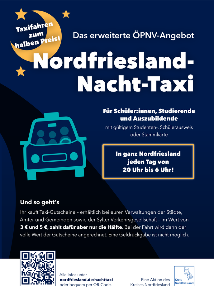 Hier sind die Infos über das Nordfriesland-Nacht-Taxi abgebildet.